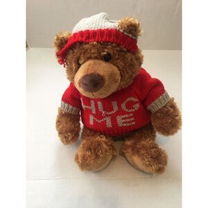 Gund 2013 Hug Me‎ Little Brown Bear Plush Toy Sweater Beanie Rare